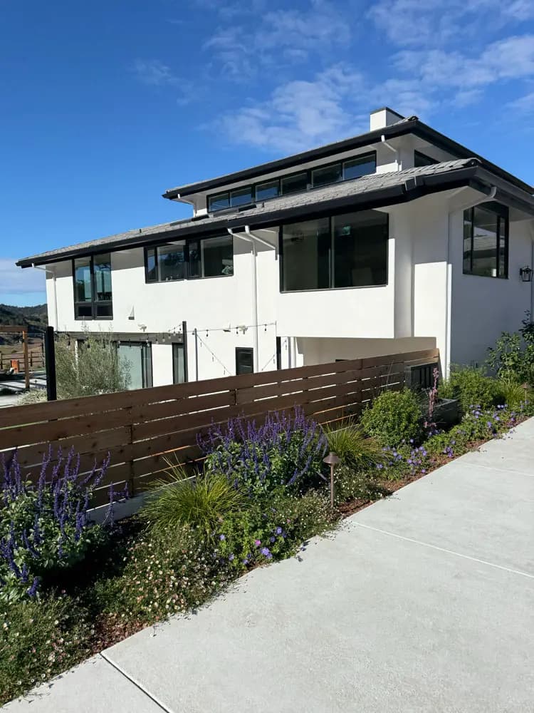 Modern stucco home exterior repainted by Piñon Painting on California's Central Coast